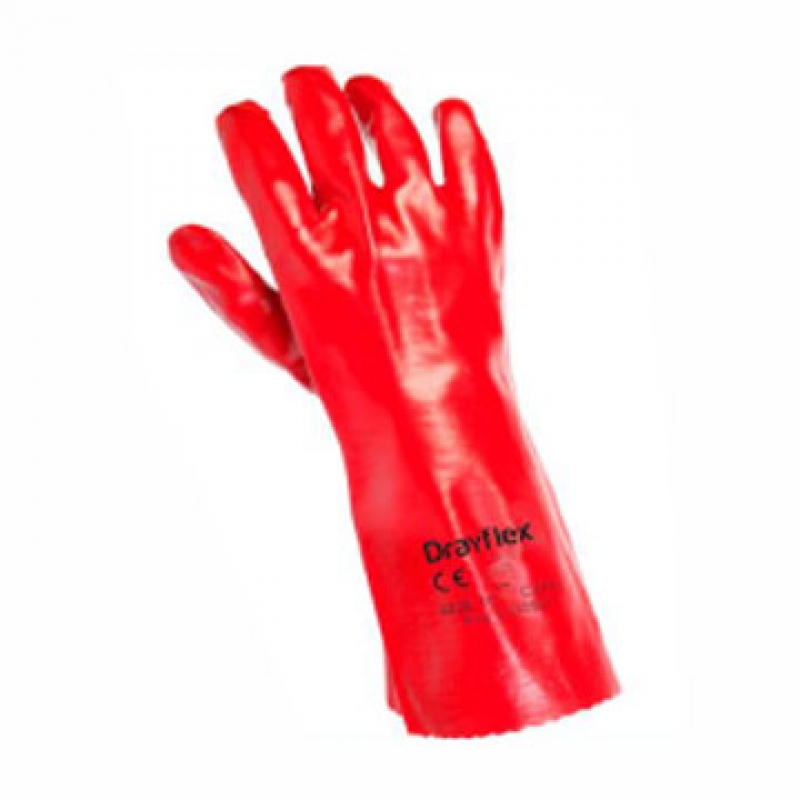 GUANTE DE PVC DRAYFLEX ROJO 35CM