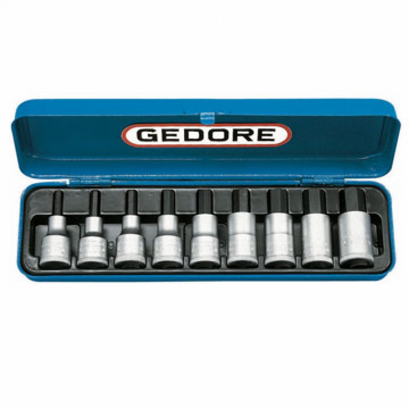 IN19-9P JUEGO DADO ALLEN ENC.1/2" 3/16-5/8"GEDORE